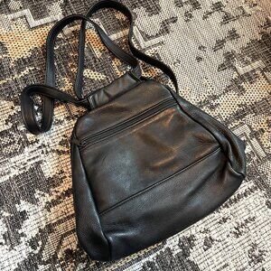 Vintage 80s Raven Ohio Deerskin Leather Shoulder Hobo Backpack Unique Design